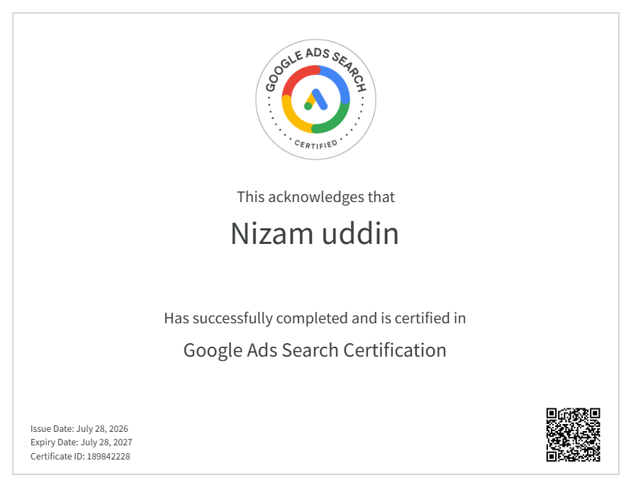 Nizam Google cert